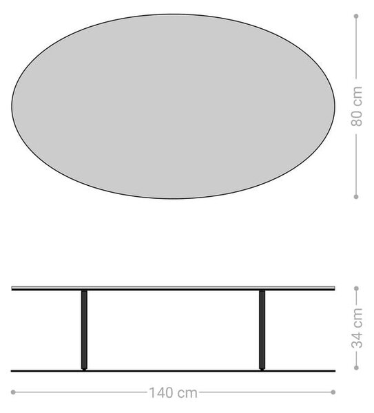 DELIFE Konferenčný stolík Edge oválny 140×80 cm keramika Emperador Extra Lucidato tmavohnedá Salto kov čierna