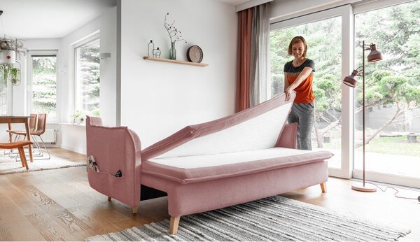 Svetloružová rozkladacia pohovka 225 cm Charming Charlie – Miuform