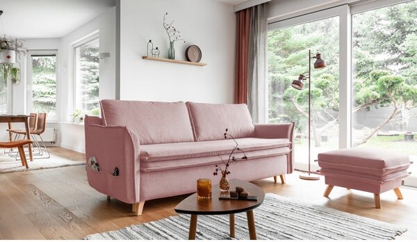 Svetloružová rozkladacia pohovka 225 cm Charming Charlie – Miuform