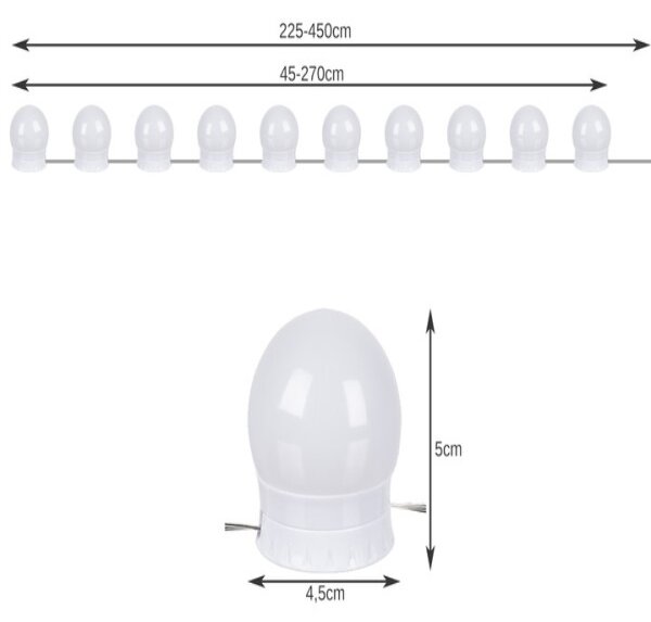 Izoxis 18910 LED svetlá na zrkadlo k toaletnému stolíku 10 ks