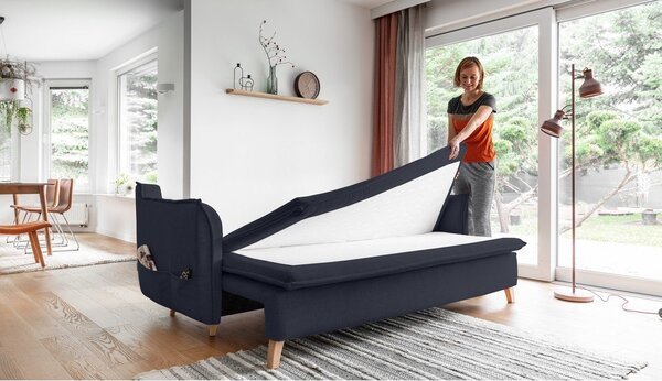 Tmavosivá/antracitovosivá rozkladacia pohovka 225 cm Charming Charlie – Miuform