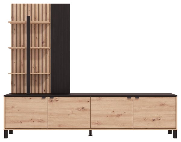 OBÝVACIA STENA čierna, dub artisan Hom`in - Obývacie steny