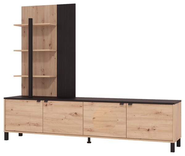 OBÝVACIA STENA čierna, dub artisan Hom`in - Obývacie steny