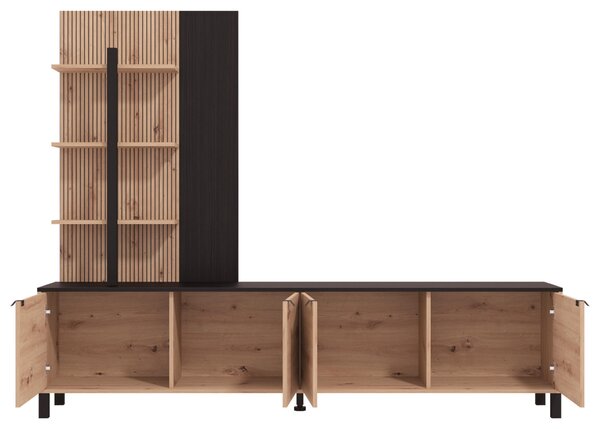 OBÝVACIA STENA čierna, dub artisan Hom`in - Obývacie steny