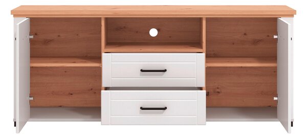 SKRINKA POD TV, biela, dub artisan, 161/67/41 cm Landscape - TV nábytok