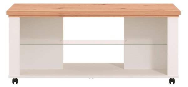 KONFERENČNÝ STOLÍK, biela, dub artisan, sklo, kompozitné drevo, 115/49/51 cm Landscape - Stolíky do obývačky