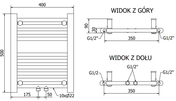 Mexen Mars, vykurovacie teleso 500 x 400 mm, 178 W, biela, W110-0500-400-00-20