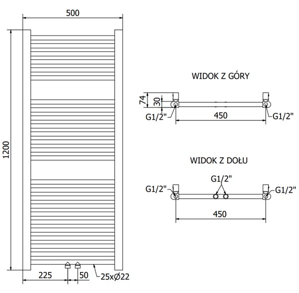 Mexen Mars, vykurovacie teleso 1200 x 500 mm, 528 W, čierna, W110-1200-500-00-70