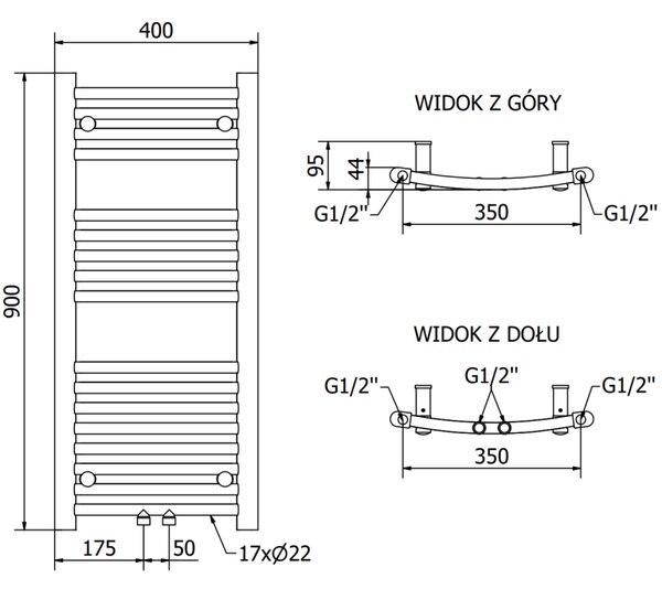 Mexen Ares, vykurovacie teleso 900x400 mm, 246 W, zlatá lesklá, W102-0900-400-00-50