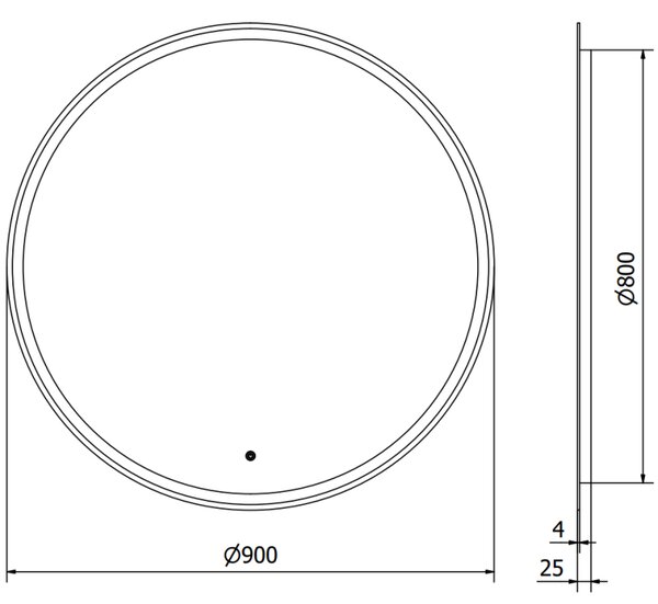 Mexen Gobi, LED okrúhle kúpeľňové zrkadlo s podsvietením 90 cm, 6000K, ochrana proti zahmlievaniu, 9801-090-090-611-00