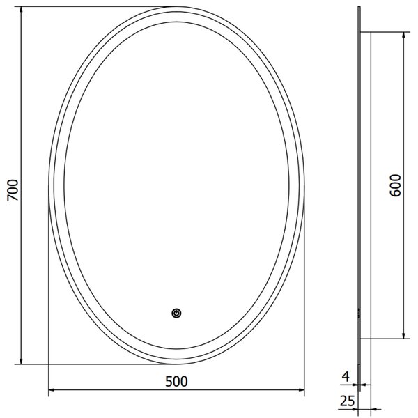 Mexen Elz, LED kúpeľňové zrkadlo s podsvietením 50 x 70 cm, 6000K, ochrana proti zahmlievaniu, 9802-050-070-611-00