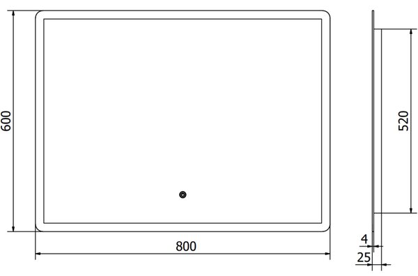 Mexen Navia, LED kúpeľňové zrkadlo s podsvietením 80 x 60 cm, 6000K, ochrana proti zahmlievaniu, 9803-080-060-611-00