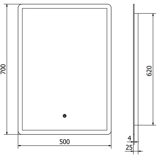 Mexen Navia, LED kúpeľňové zrkadlo s podsvietením 50 x 70 cm, 6000K, ochrana proti zahmlievaniu, 9803-050-070-611-00