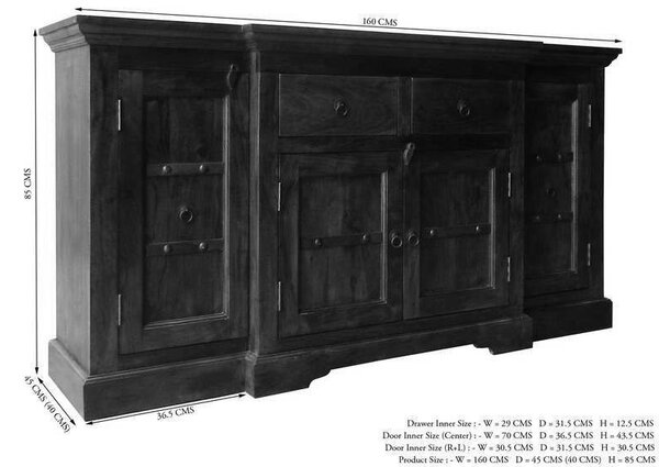 CAMBRIDGE HONEY Komoda 160x45 cm, akácia