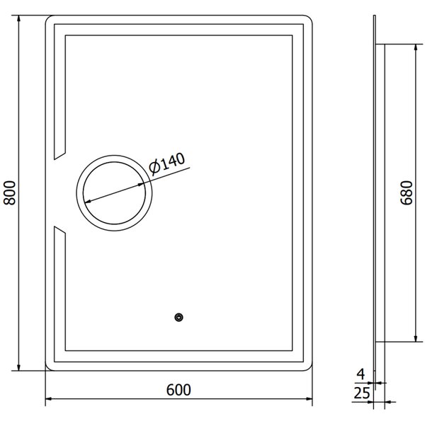 Mexen Onyx, LED kúpeľňové zrkadlo s podsvietením a kozmetickým zrkadielkom 60x80 cm, 6000K, ochrana proti zahmlievaniu, 9813-060-080-611-00