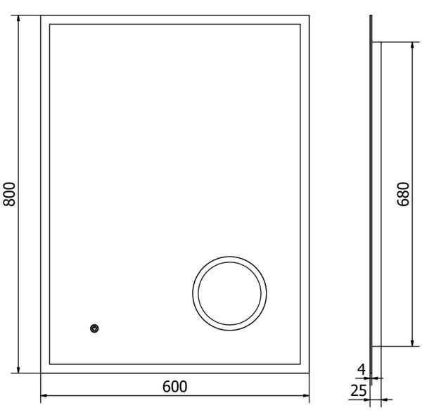 Mexen Kala kúpeľňové zrkadlo s podsvietením a kozmetickým zrkadielkom 60 x 80 cm, LED 6000K, anti-pára