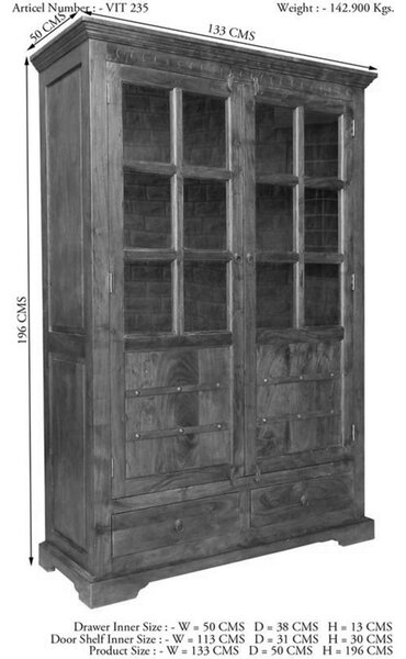 CAMBRIDGE HONEY Vitrína 196x134 cm, akácia