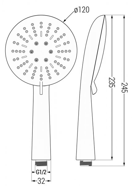 Mexen R-67 3-funkčná sprchová rukoväť, čierna - 79567-70