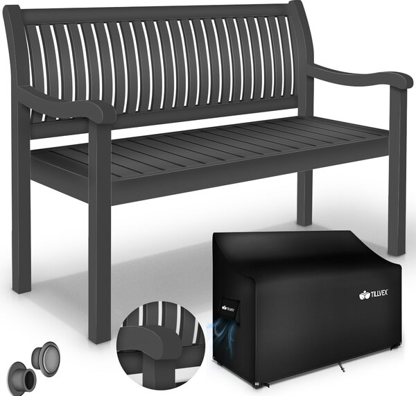 Tillvex® záhradná lavica drevo antracit 125 cm / 2 - 3 osoby parková lavica masívna lavica záhradný nábytok