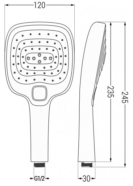 Mexen R-17 sprchová hlavica 3-funkciová, čierna - 79517-70