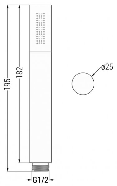 Mexen R-70 ručná sprcha 1-funkčná, čierna - 79570-70
