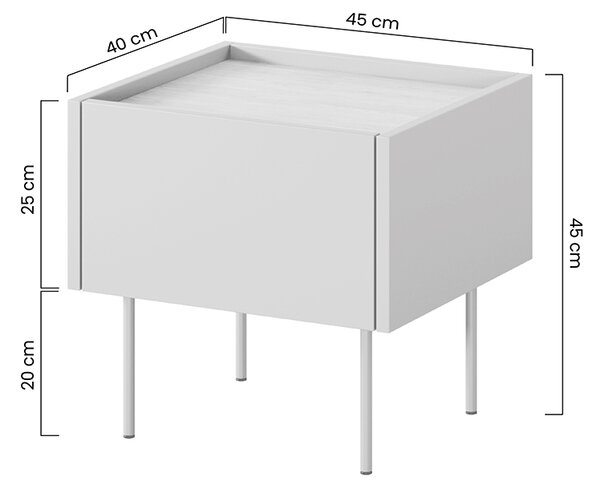 Nočný stolík Desin 45 cm - olivová / dub nagano