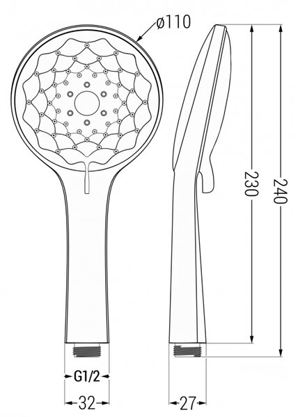 Mexen R-74 sprchová hlavica 3-funkčná, chróm/biela - 79574-00