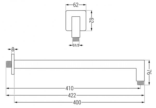Mexen nástenné sprchové rameno 40 cm chróm - 79114-00