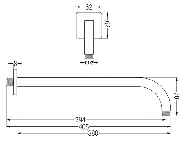 Mexen nástenné sprchové ramie 38 cm chróm - 79113-00