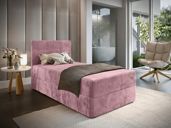Čalúnená posteľ boxspring GLORIEN VELVET 90x200 cm ružová Matrac: Bonell pružinová matrac
