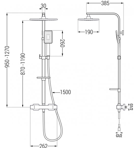 Mexen - CQ54 sprchový set s termostatickou batériou Cube, čierna, 772505495-71