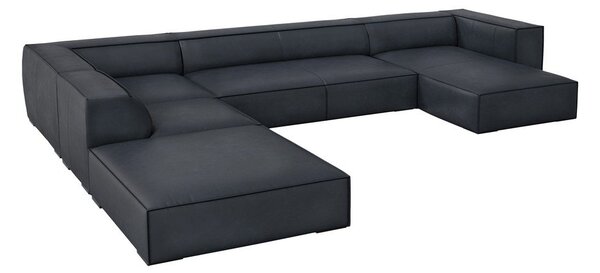 Tmavomodrá kožená rohová pohovka (ľavý roh) Madame – Windsor & Co Sofas