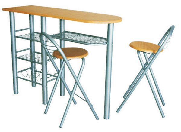 Tempo Kondela Komplet barový stôl + 2 stoličky, buk, BOXER