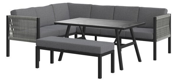 JEDÁLENSKÁ TERASOVÁ SÚPRAVA 5-dielne, kov, plast, sklo, textil Ambia Garden - Online Only záhrada, Online Only
