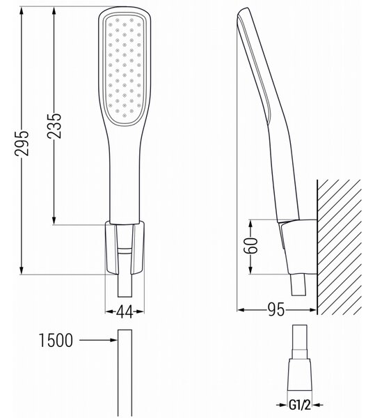 Mexen príslušenstvo - 1-bodový ručný sprchový set R-49, biela/zlatá, 785495052-25