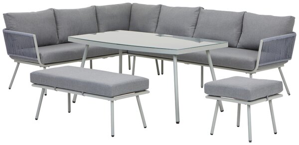 JEDÁLENSKÁ TERASOVÁ SÚPRAVA 5-dielne, kov, plast, sklo, textil Ambia Garden - Online Only záhrada, Online Only