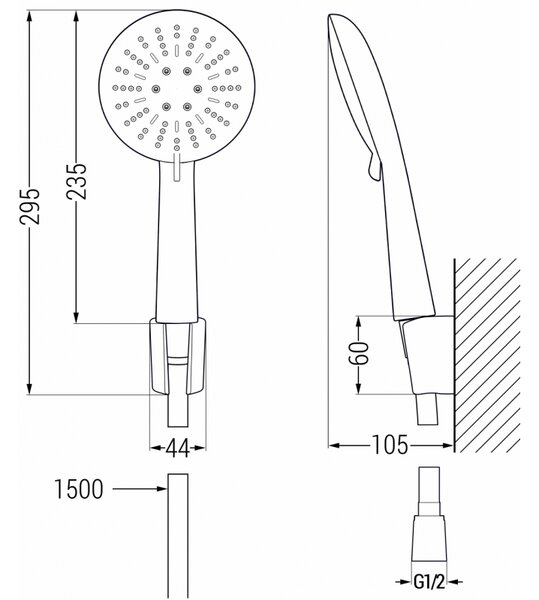 Mexen R-67 bodová sprchová súprava, čierna - 785675052-70