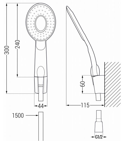 Mexen R-73 bodová sprchová sada, čierna - 785735052-70