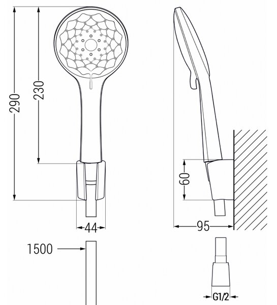 Mexen R-74 bodová sprchová súprava, chróm - 785745052-00