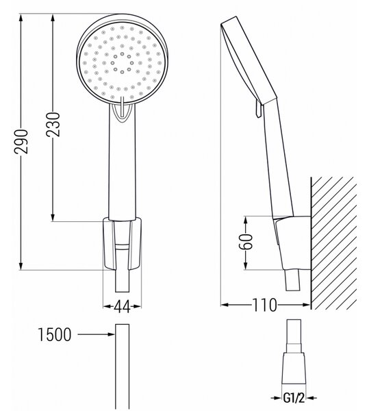 Mexen R-75 bodová sprchová súprava, chróm - 785755052-00
