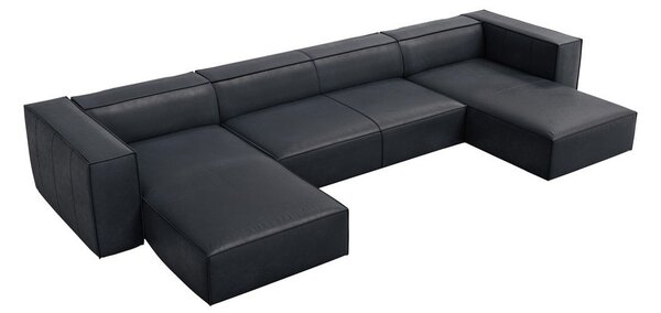 Tmavomodrá kožená rohová pohovka (do tvaru "U") Madame – Windsor & Co Sofas