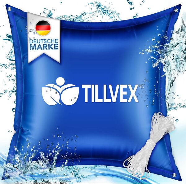 Tillvex® bazénový vankúš zimný XXL 120x120cm modrý | vzduchový vankúš vrátane opravnej sady | zimný vankúš s bezpečnostným ventilom | bazénový vankúš bazénový poťah vankúš s dvojitým švom