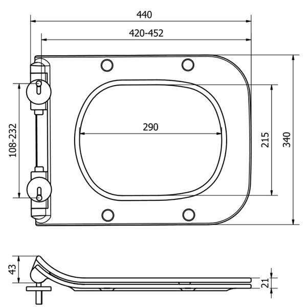 Mexen - WC sedátko SLIM DUROPLAST na wc misu STELLA, MARGO (821) | soft-close, 39080100