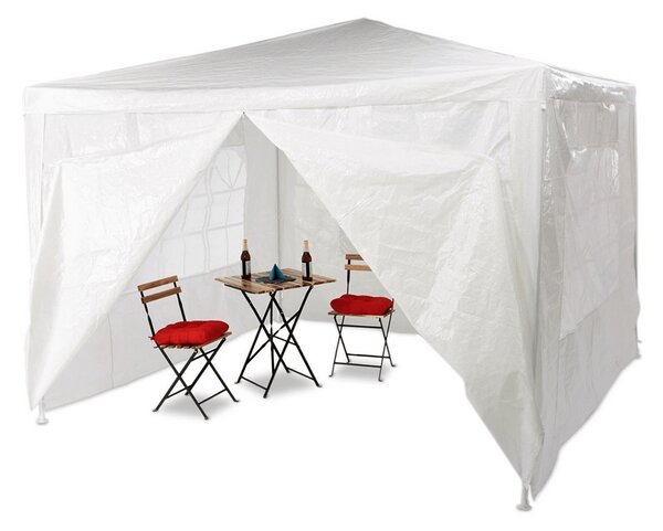 KONDELA Záhradný párty stan, biela, 3x3 m, TEKNO TYP 1 + 4 bočné strany