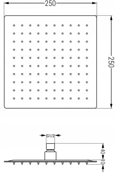 Mexen Cube DR02 podomietkový sprchový set s dažďovou sprchou 25x25 cm (6v1), čierna, 77502DR0225-70
