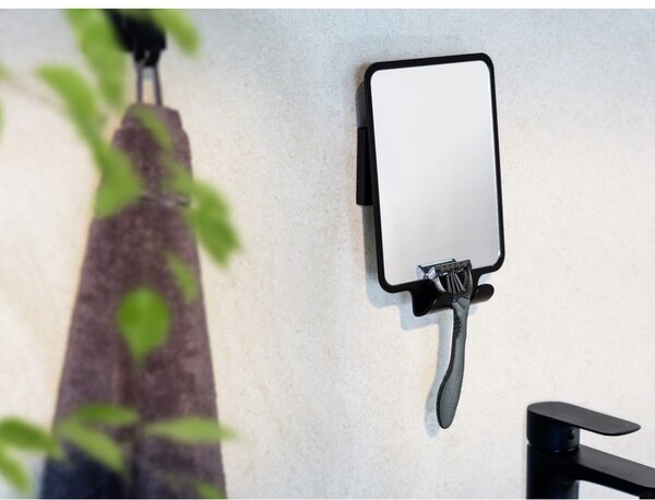 Kozmetické zrkadlo s vešiakom 14x19.5 cm Quadro Black – Wenko