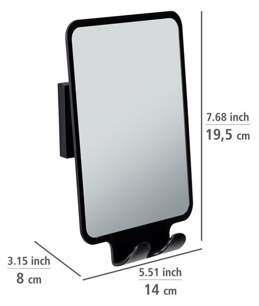 Kozmetické zrkadlo s vešiakom 14x19.5 cm Quadro Black – Wenko