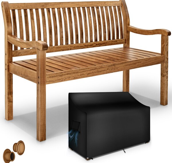 Tillvex® záhradná lavica drevo tmavohnedá 150 cm / 3 - 4 osoby parková lavica masívna lavica záhradný nábytok