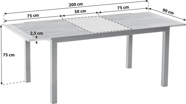 ZÁHRADNÝ STÔL, drevo, kov, 150-200/90 90/75 cm Gardenson - Online Only záhrada, Online Only