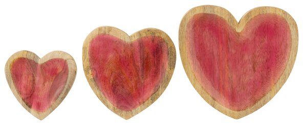 3ks servírovacia doštička z mangového dreva v tvare srdca s vrstvou Enamel - 26*26*2 cm - J-Line by Jolipa